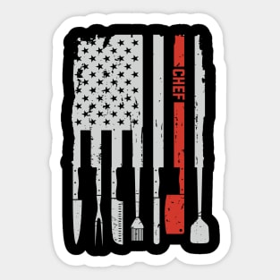 Vintage Chef Cook Culinary Knife Knives American Flag Sticker